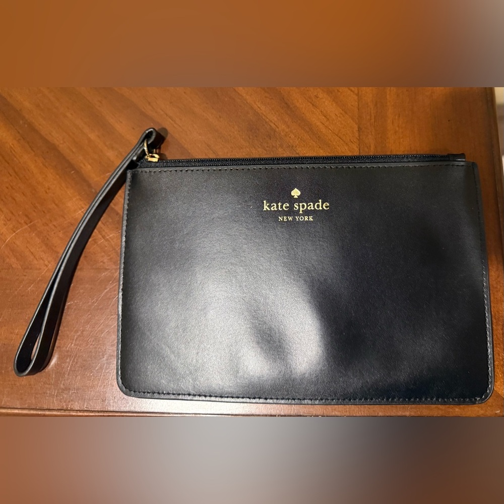 Kate Spade Black Wristlet with Gold Accents